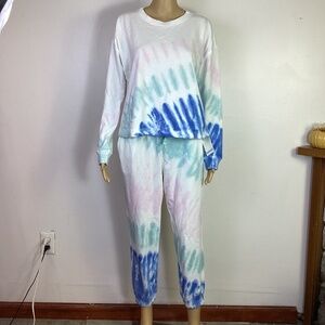 SPLENDID NWT Lounge Set SUNRISE TIE DYE SWEATER & JOGGER S/M